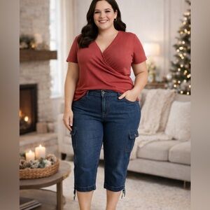 Riders by Lee Blue Denim Cargo Capris